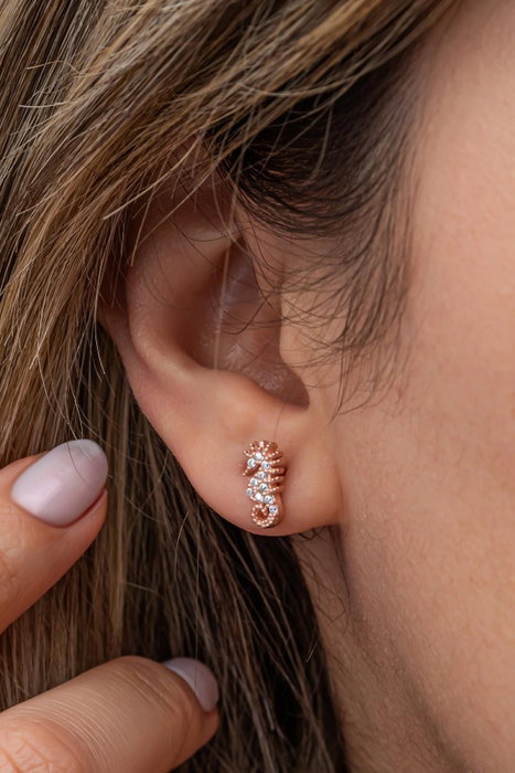 Heliophilia Silver Pendientes de Plata de Ley 925 con Oro Rosa y Circón Heliophilia Silver Pendientes de Plata de Ley 925 con Oro Rosa y Circón